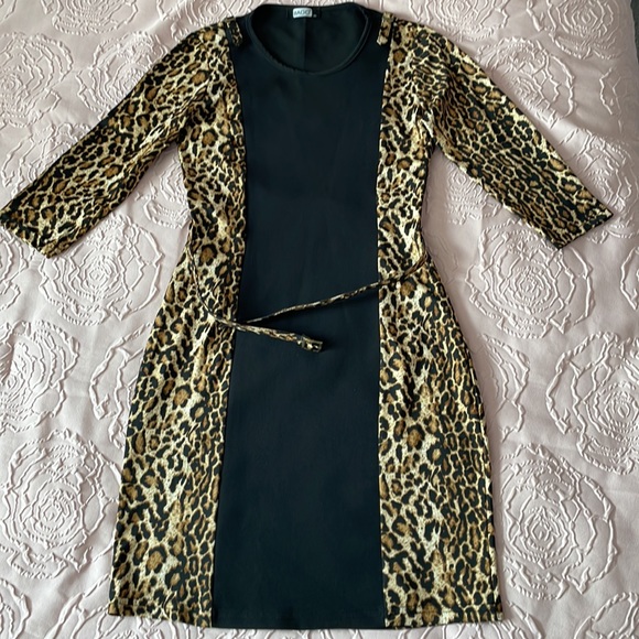 NWOT Dress BAGO, leopard print/ black.  European size 40 ( American size S) - Picture 5 of 7